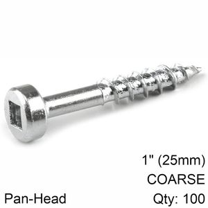 KREG Zinc Pocket Hole Screws 25mm 1.00' #7 Coarse Thread Pan Head 100c
